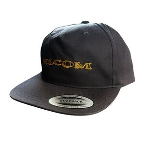 NWT Volcom Volbaige Twill Trucker Cap O/S Dark Gray & Yellow Snap Back Men's Hat